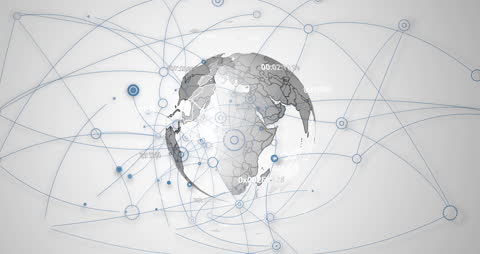 Global Networking Connections on Spinning Globe