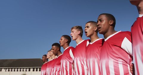 Diverse Teenage Rugby Team Singing Unitedly on Field - Download Free Stock Images Pikwizard.com