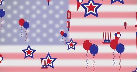 American Celebration with Patriotic Elements and Flag Background