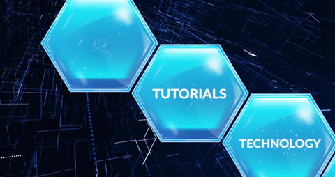 Futuristic Digital Interface with Floating Hexagons for Tutorials