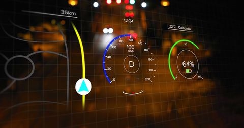 Digital Navigation HUD with Speedometer and Battery Indicator - Download Free Stock Images Pikwizard.com