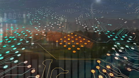 Futuristic Digital Interface Enhancing Urban Landscape