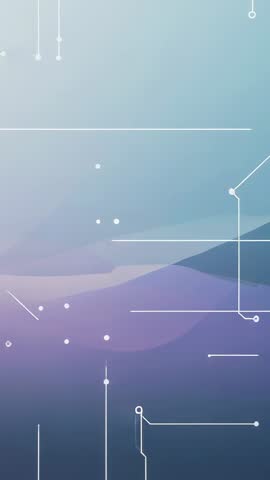 Vertical tech network animation showing glowing circuit grid forming on gradient canvas