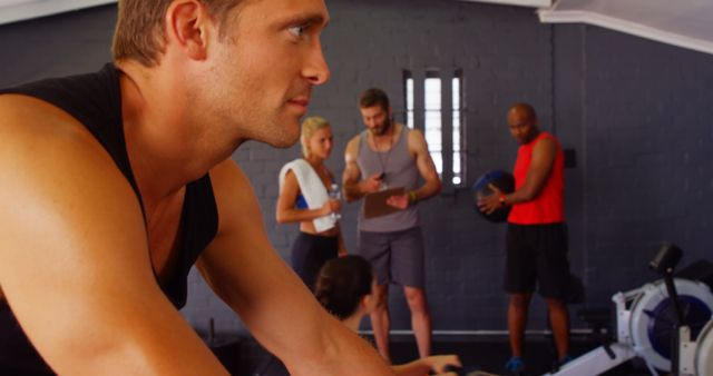 Fitness Enthusiasts Working Out in Gym - Download Free Stock Images Pikwizard.com