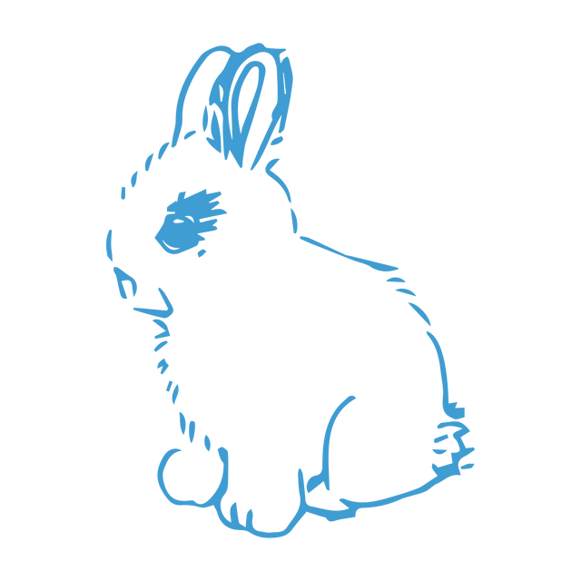 Transparent Digital Illustration Blue Rabbit on Transparent Background - Download Free Stock Videos Pikwizard.com