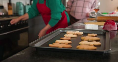 Baking christmas gingerbread cookies at home