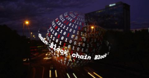Blockchain Network Visualization Over Cityscape at Night - Download Free Stock Images Pikwizard.com