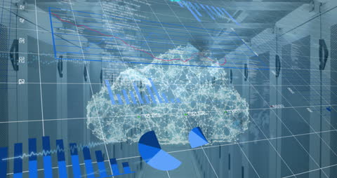 Data Visualization Overlay on Server Room for Global Business and Technology