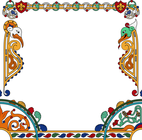 Lavish ornamental frame medieval knotwork transparent background
