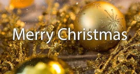 Festive Merry Christmas Greeting with Golden Decorations - Download Free Stock Images Pikwizard.com