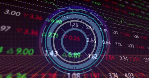 Digital Target Overlaid on Stock Market Data Visualization - Download Free Stock Images Pikwizard.com