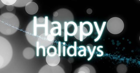 Happy Holidays Festive Bokeh Glow with Blue Sparkles