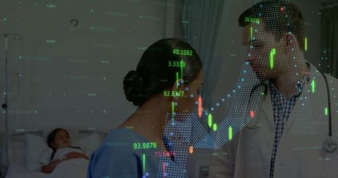 Doctor Comforting Patient with Medical Chart Overlay