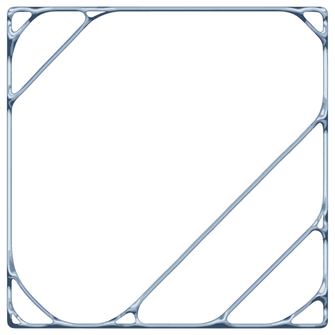 Futuristic blue-silver metal border with transparent background