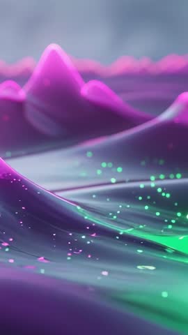Vertical video undulating neon fluid waveform with glowing particles and futuristic effects