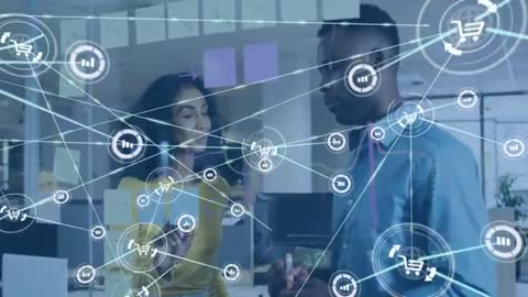 Innovative Team Collaborating on Digital Network Solutions