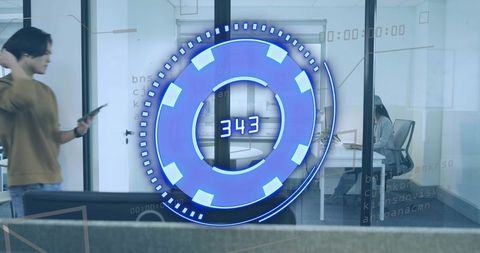 Futuristic office digital interface technology adaptation