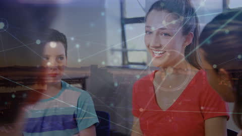 Teenage Students Discussing Technology and Networking Concepts