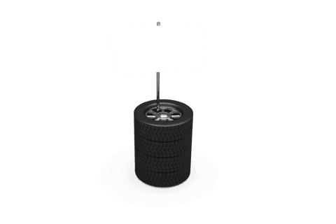 Blank White Sign on Stacked Car Wheels with Transparent Background - Download Free Stock Videos Pikwizard.com