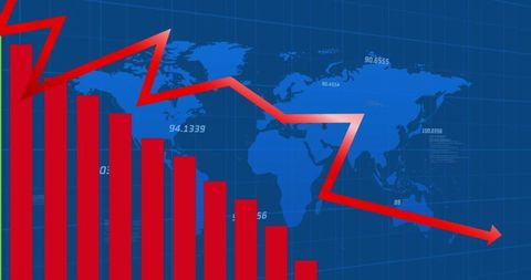 Global Financial Decline Visualization on World Map - Download Free Stock Images Pikwizard.com