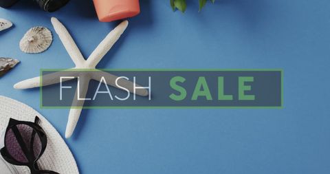 Summer Flash Sale Concept with Beach Accessories and Starfish - Download Free Stock Images Pikwizard.com