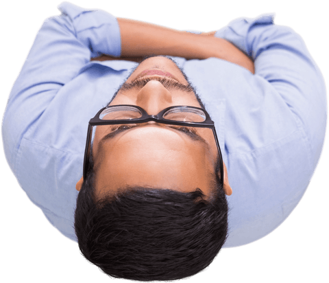 High Angle View of Pensive Businessman with Transparent Background