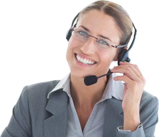 Smiling Transparent Call Center Executive with Headset - Download Free Stock Videos Pikwizard.com