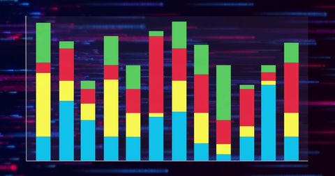 Dynamic Colored Bar Graph with Digital Data Background - Download Free Stock Images Pikwizard.com