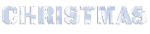 Transparent Gradient Christmas Text Banner in Blue and White