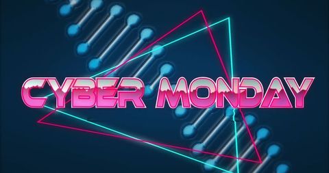 Cyber Monday Neon Banner with Abstract Circuit Background