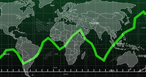Rising Data and Statistics on Global Map in Green Interface Design - Download Free Stock Images Pikwizard.com