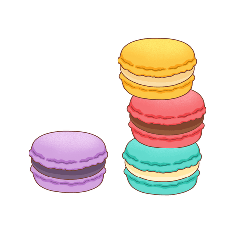 Colorful gourmet macarons on transparent background