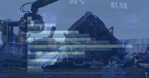 Data Analytics Overlay on Industrial Machinery in Scrap Yard - Download Free Stock Images Pikwizard.com