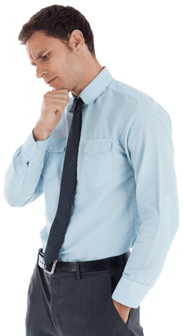 Transparent Thoughtful Businessman in Formal Attire Contemplating