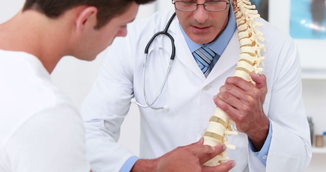 Doctor Explaining Spine Model to Patient for Medical Consultation - Download Free Stock Images Pikwizard.com