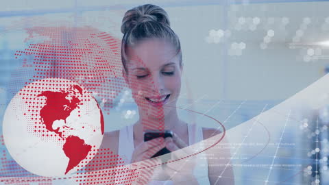 Caucasian Woman Engaged in Mobile Globetrotter Technology