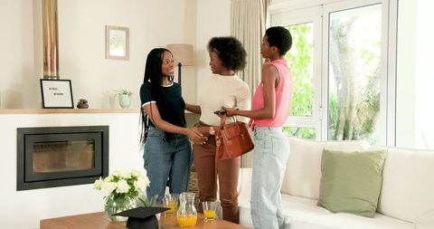 Women Relaxing Together in Modern Living Room