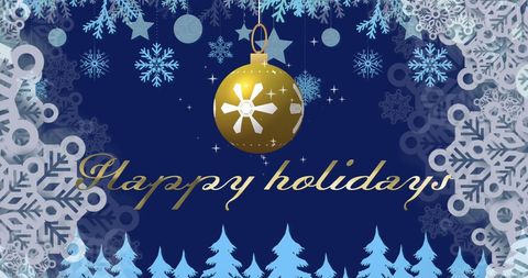 Festive Holiday Bauble with Snowflakes on Blue Background