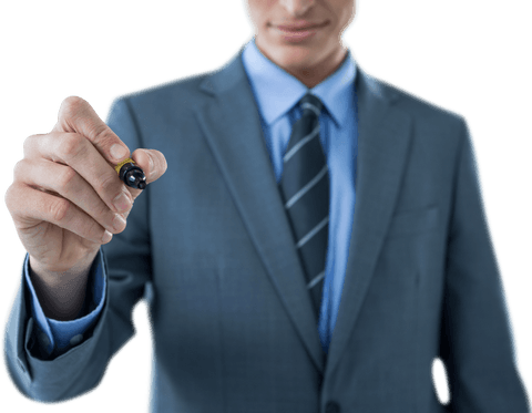 businessman in suit holding transparent marker pointing forward - Download Free Stock Videos Pikwizard.com