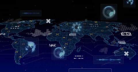 Digital Interface with Data Scanners on World Map - Download Free Stock Images Pikwizard.com