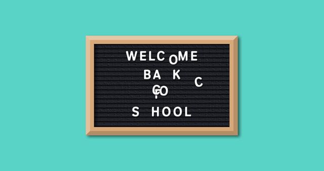 Rectangular Letter Board with 'Welcome Back to School' on Turquoise Background - Download Free Stock Images Pikwizard.com