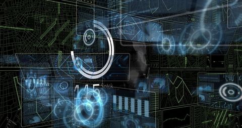 Futuristic Holographic Digital Interface with Data Circles - Download Free Stock Images Pikwizard.com
