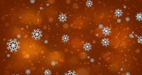 Winter Snowflakes Falling Over Warm Brown Bokeh Background