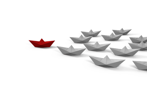 transparent red paper boat leading white fleet on water - Download Free Stock Videos Pikwizard.com