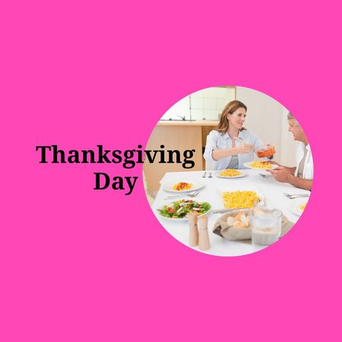 Smiling couple sharing traditional thanksgiving dinner