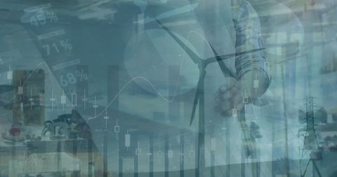 Renewable energy investment: engineer analyzing financial data