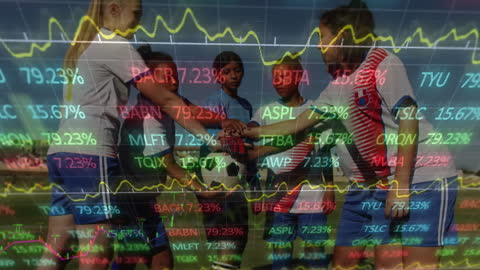 Football Team with Financial Data Overlay Points Charts Dynamic Connection