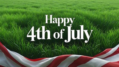 Fourth of july message with patriotic colors on grass