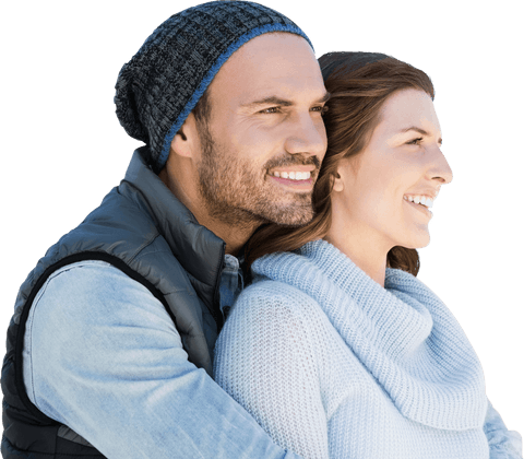 Transparent Couple Smiling Outdoors in Happy Moments