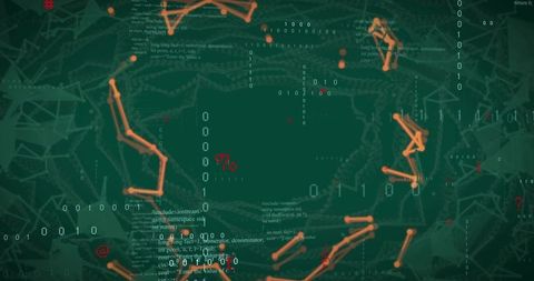 Neon Network Void with Orange Node Chains and Streaming Binary Data for Cyber Tech Design